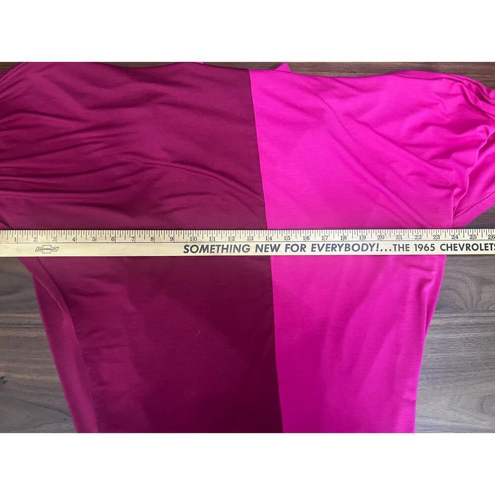 Trina Turk Colorblock Pink Burgundy Shift Dress Dolman Sleeve S - Picture 4 of 5